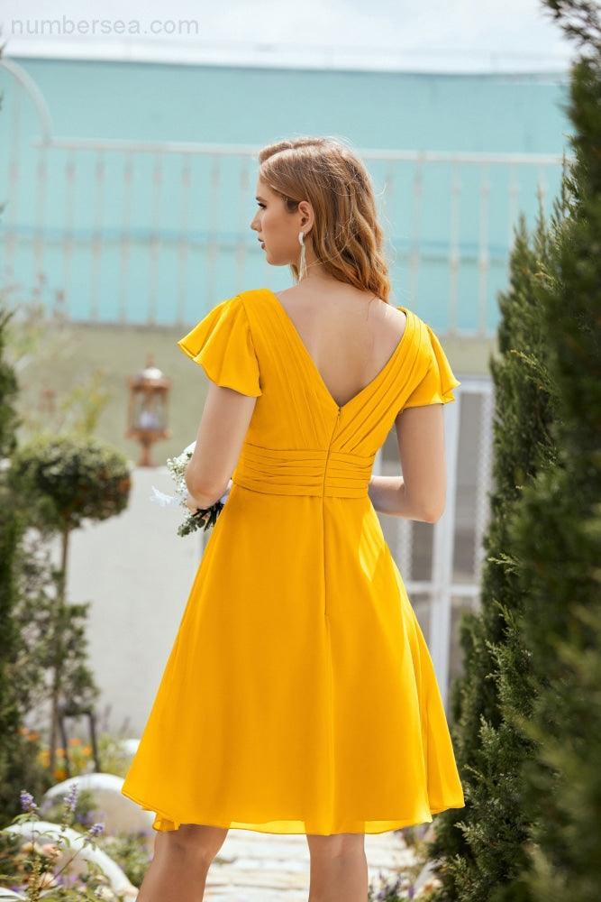 Neck Chiffon Bridesmaid Dresses Formal Cocktail Prom Gown Homecoming 28013