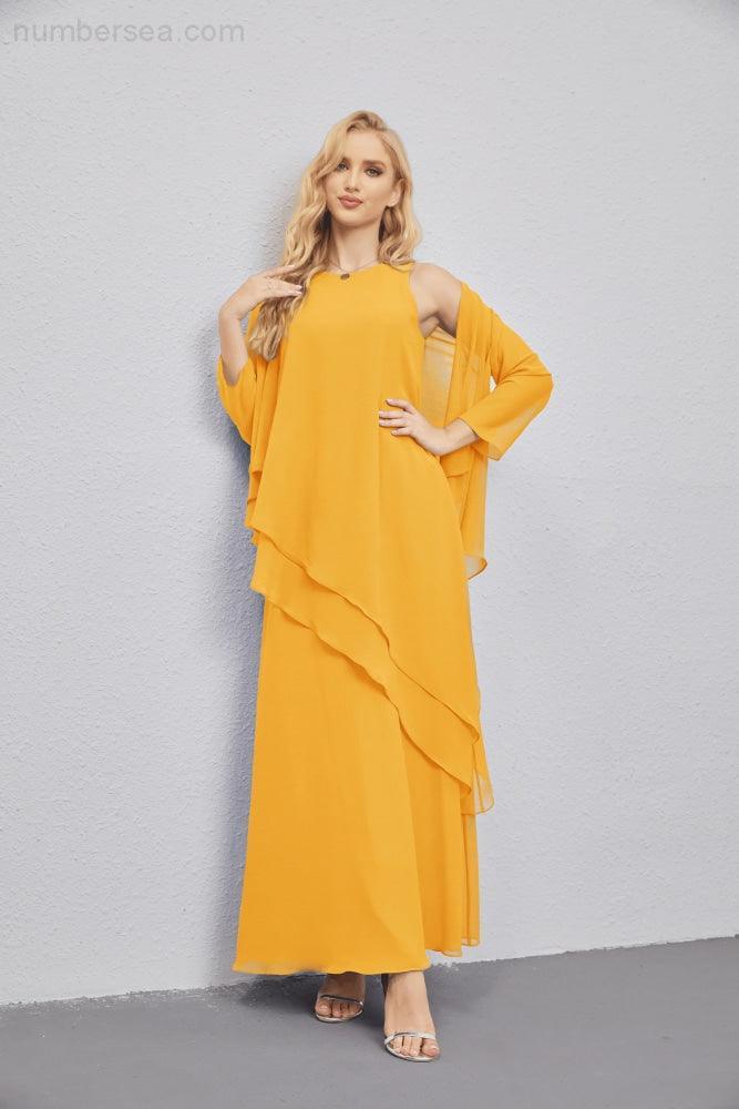 Mother of Bride Dresses with Open Front Lightweight Cardigan Formal Prom Gown 28081-numbersea