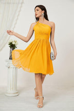 Numbersea Women Chiffon Short One Shoulder Bridesmaid Dress Formal Dresses For Party Homecoming 2804