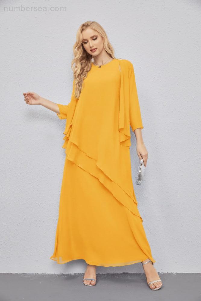 Mother of Bride Dresses with Open Front Lightweight Cardigan Formal Prom Gown 28081-numbersea