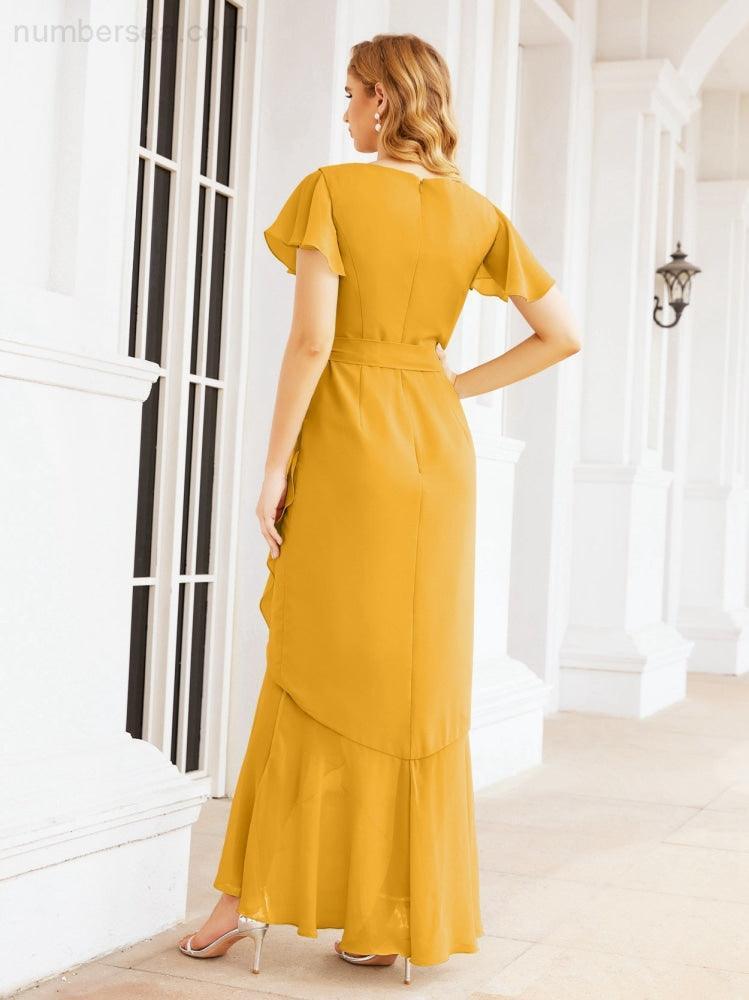 Numbersea Ruffled Bridesmaid Dresses Mermaid Formal Violin Evening Party Prom Gowns 28042-numbersea