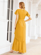 Numbersea Ruffled Bridesmaid Dresses Mermaid Formal Violin Evening Party Prom Gowns 28042-numbersea
