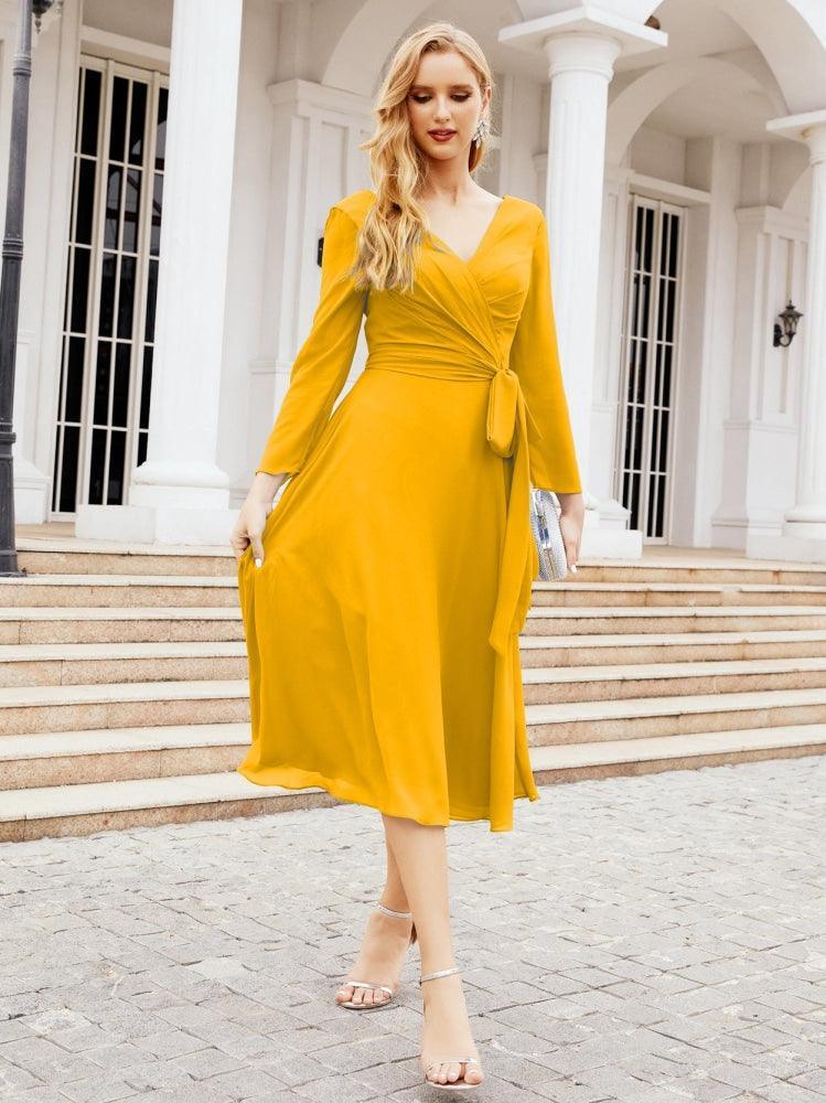 Bridesmaid Dress V-Back Waist Belt Mother of the Bride Wedding Guest 28031-numbersea