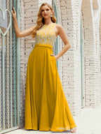Lace Bridesmaid Dress Floor Length Evening Gowns with Pockets 28017-numbersea