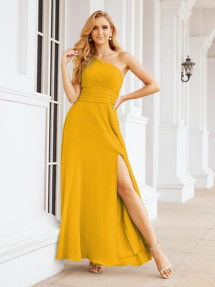 Numbersea One Shoulder Bridesmaid Dresses Long Formal Prom Gowns 28048-numbersea