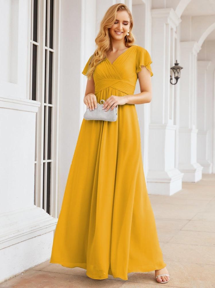 Numbersea Formal Prom Gowns for Mother of The Bride Cap Sleeves Bridesmaid Dress 28047-numbersea