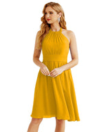 Numbersea Neckholder-Brautjungfernkleid aus Chiffon, kurz, ärmellos, formelles Partykleid, offener Rücken, 28023