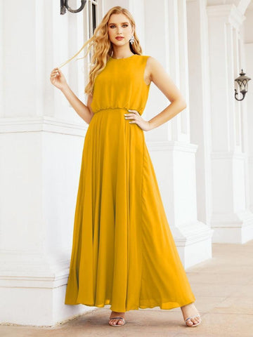 Numbersea Sleeveless Long Bridesmaid Dress A line Formal Evening Prom Gown 28025-numbersea