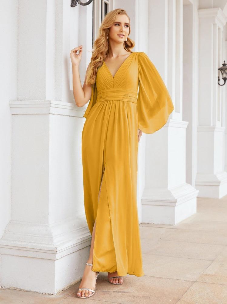 Numbersea Bridesmaid Dresses with Split for Wedding Party Flutter Sleeves 28045-numbersea