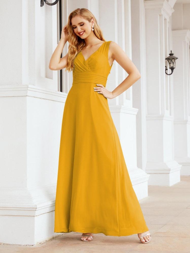 Formal Prom Gown Elegant V-Neck Sleeveless Bridesmaid Dresses for Wedding Party 28037-numbersea