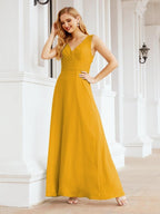 Formal Prom Gown Elegant V-Neck Sleeveless Bridesmaid Dresses for Wedding Party 28037-numbersea