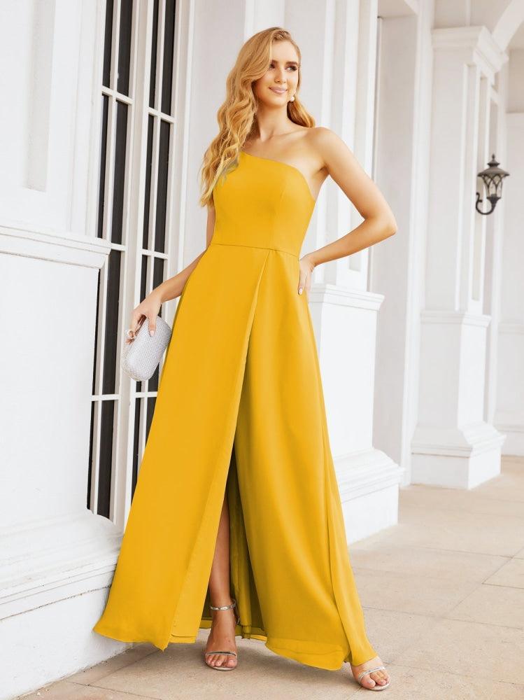 Numbersea Women's One Shoulder Formal Prom Gowns for Mother of The Bride Side Slit Bridesmaid Dresses 28052-numbersea