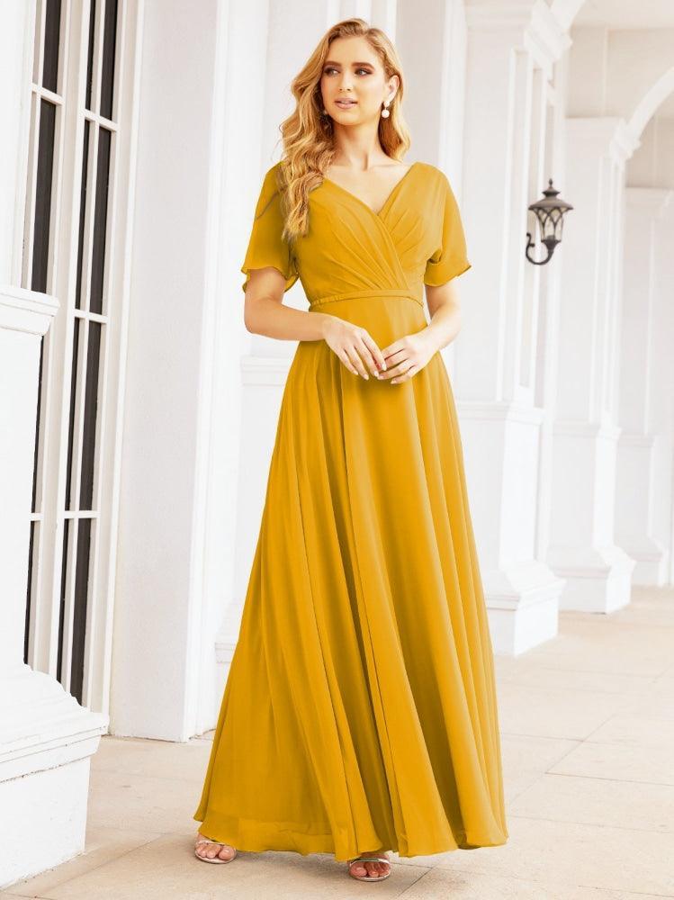 Numbersea Formal Prom Gowns for Mother of The Bride Short Sleeves Bridesmaid Dress 28049-numbersea