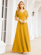 Numbersea Formal Prom Gowns for Mother of The Bride Short Sleeves Bridesmaid Dress 28049-numbersea