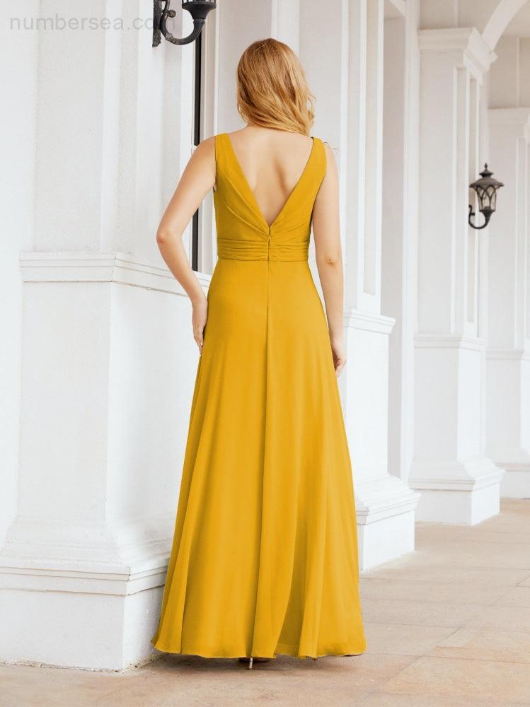Numbersea Bridesmaid Dresses for Wedding Ruffles Long Formal Prom Gowns 28039-numbersea