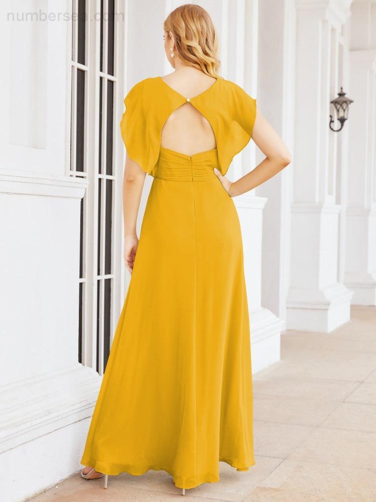 Numbersea Bridesmaid Dresses Cape Formal Prom Dress Open Back Gowns for Mother of The Bride 28058-numbersea