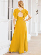 Numbersea Bridesmaid Dresses Cape Formal Prom Dress Open Back Gowns for Mother of The Bride 28058-numbersea
