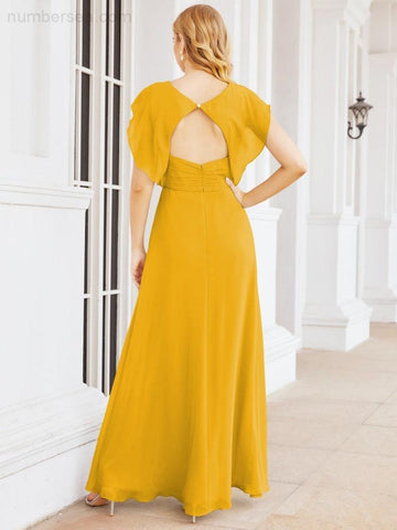 Numbersea Bridesmaid Dresses Cape Formal Prom Dress Open Back Gowns for Mother of The Bride 28058-numbersea