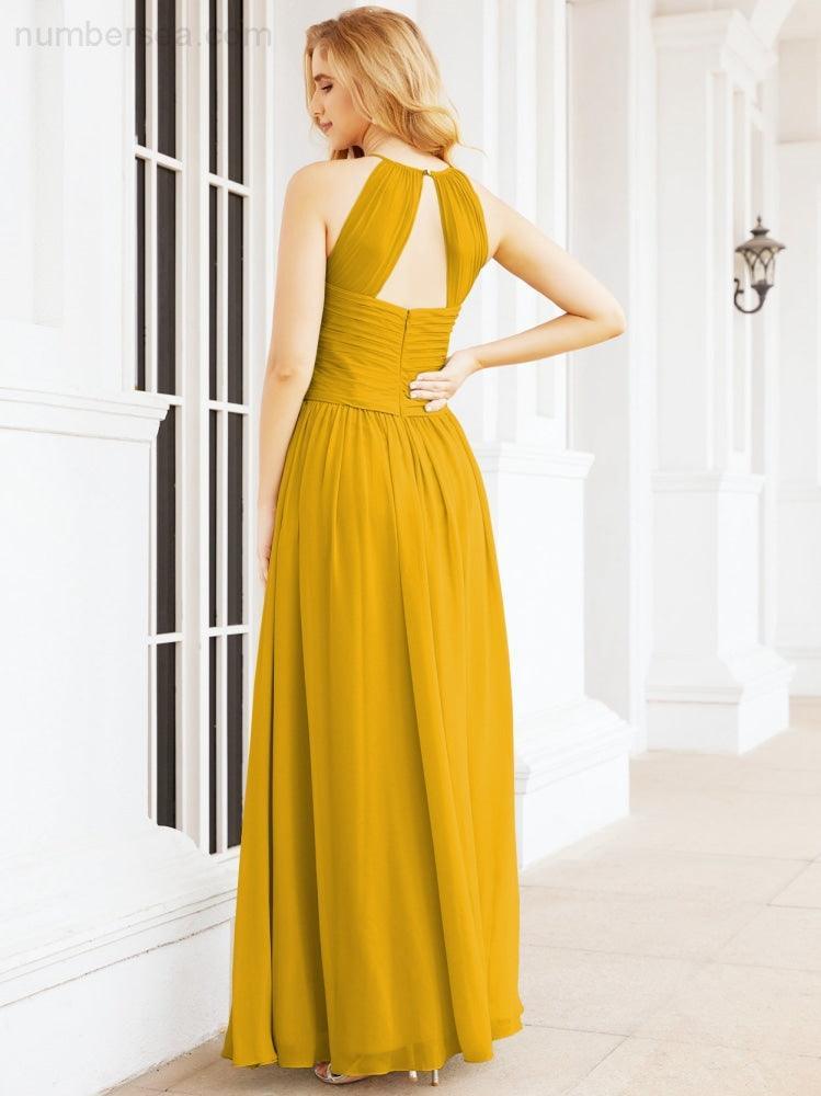 Numbersea Sleeveless Bridesmaid Dresses Long Prom Gown Zipper with Keyhole Back 28056-numbersea