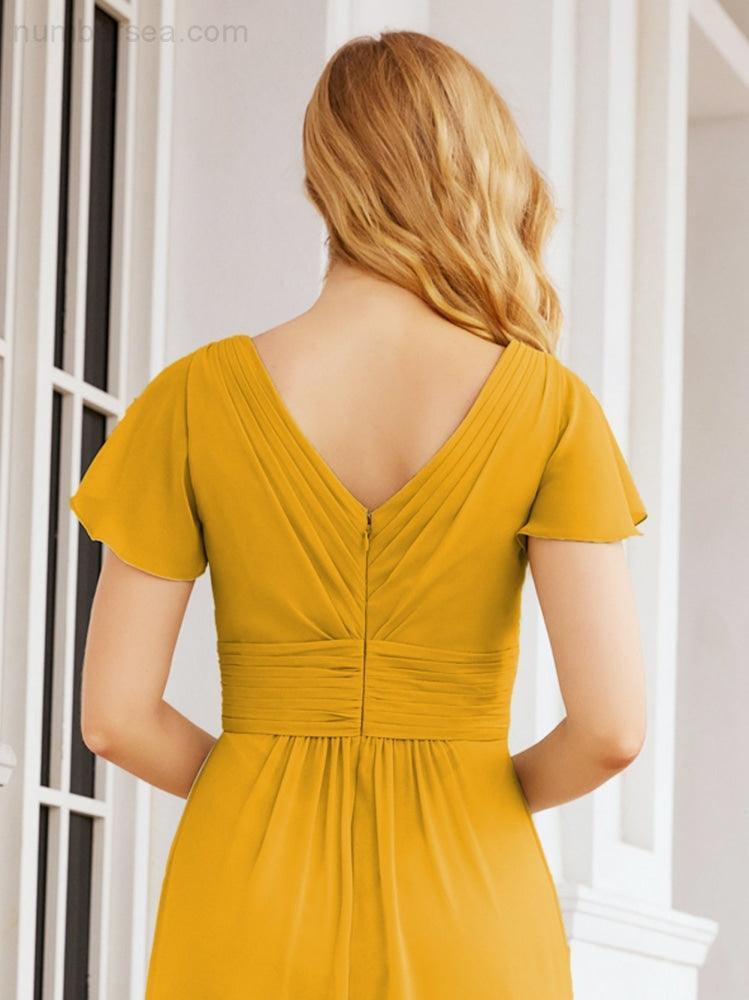 Numbersea Formal Prom Gowns for Mother of The Bride Cap Sleeves Bridesmaid Dress 28047-numbersea