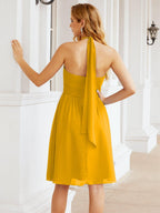 Numbersea Neckholder-Brautjungfernkleid aus Chiffon, kurz, ärmellos, formelles Partykleid, offener Rücken, 28023