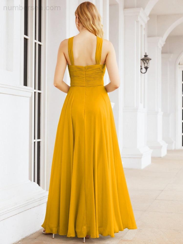 Numbersea Crisscross Halter Bridesmaid Dresses for Party Wedding Evening Prom Maxi Ball Gowns 28053-numbersea
