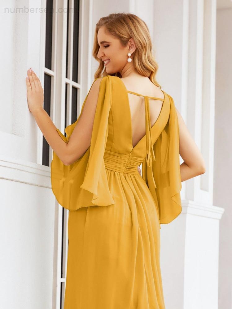 Numbersea Bridesmaid Dresses with Split for Wedding Party Flutter Sleeves 28045-numbersea