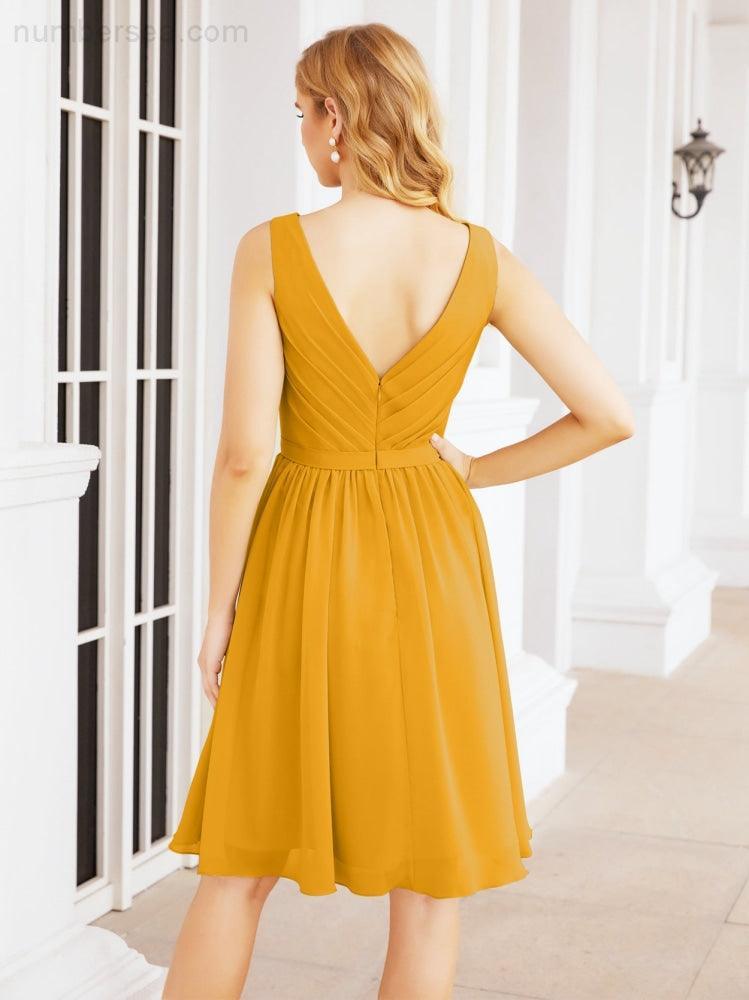 Numbersea Homecoming Dresses Knee Length Skirt V Back 28062