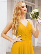 Numbersea Halter Chiffon Bridesmaid Dresses Wedding Appare Sleeveless Formal Prom Dress with Ruffled Back 28035-numbersea
