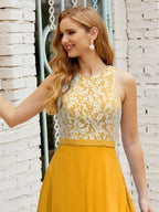 Lace Bridesmaid Dress Floor Length Evening Gowns with Pockets 28017-numbersea