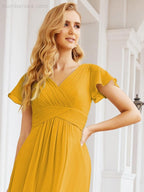 Numbersea Formal Prom Gowns for Mother of The Bride Cap Sleeves Bridesmaid Dress 28047-numbersea
