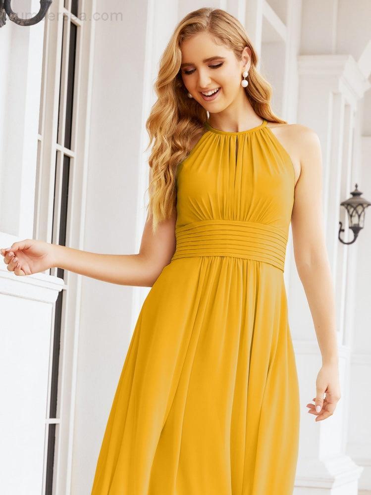 Keyhole Bridesmaid Dresses Sleeveless Formal Evening Party Prom Gowns 28043-numbersea