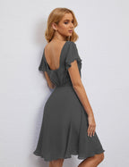 Numbersea Chiffon Bridesmaid Dress V Neck Short Cocktail Gowns For Juniors Homecoming Dresses 28077