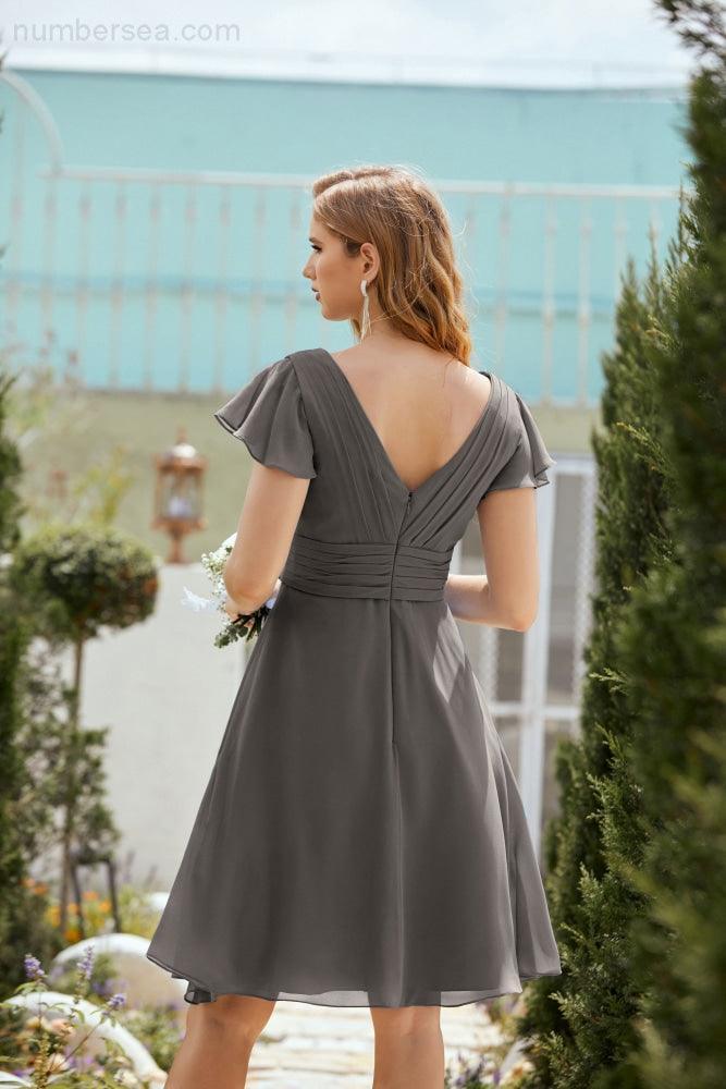 Neck Chiffon Bridesmaid Dresses Formal Cocktail Prom Gown Homecoming 28013
