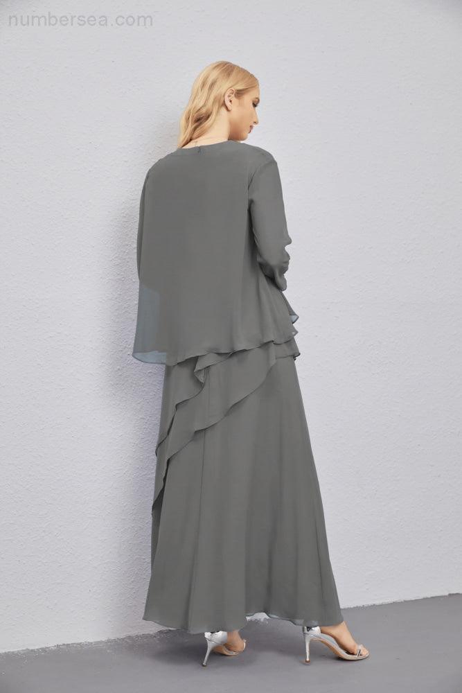 Mother of Bride Dresses with Open Front Lightweight Cardigan Formal Prom Gown 28081-numbersea