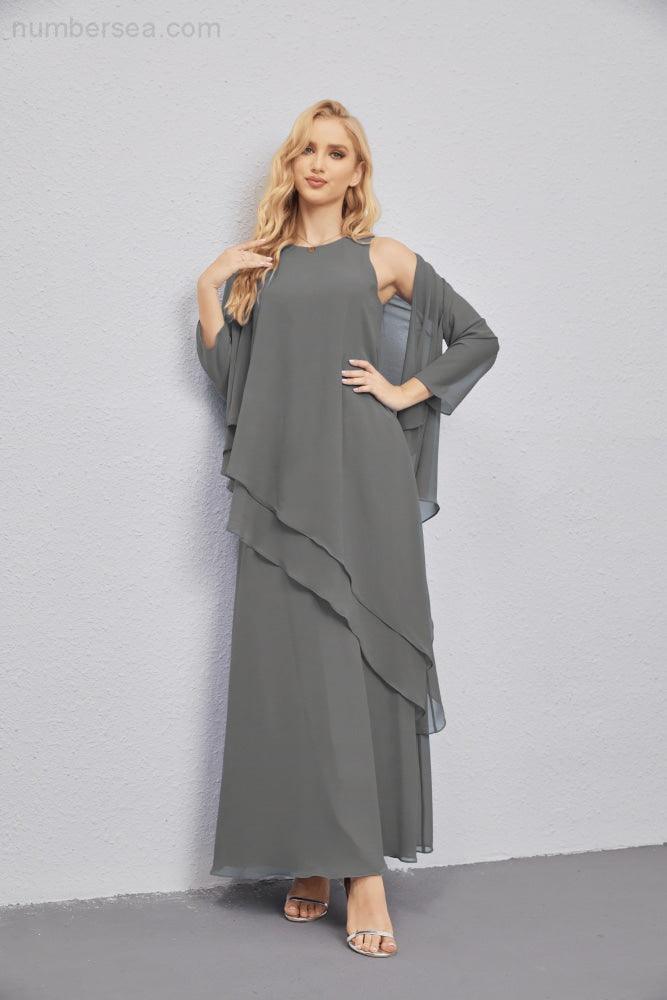 Mother of Bride Dresses with Open Front Lightweight Cardigan Formal Prom Gown 28081-numbersea