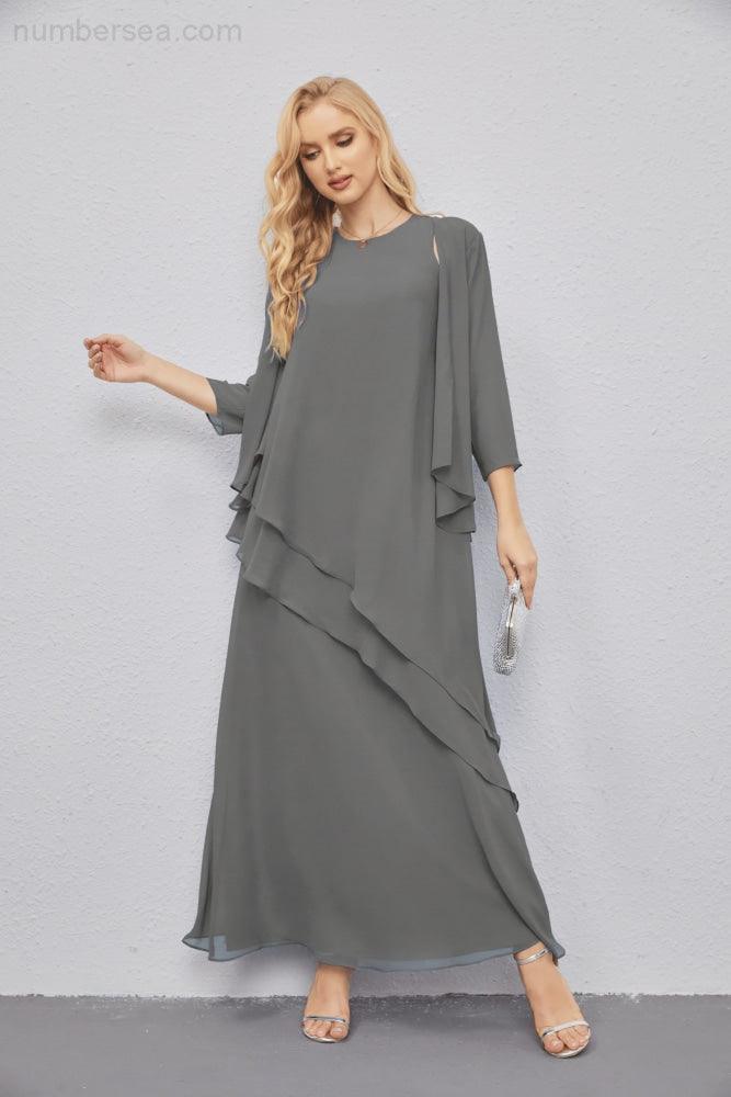 Mother of Bride Dresses with Open Front Lightweight Cardigan Formal Prom Gown 28081-numbersea