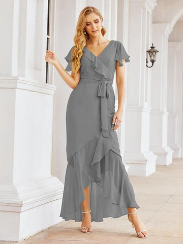 Numbersea Ruffled Bridesmaid Dresses Mermaid Formal Violin Evening Party Prom Gowns 28042-numbersea