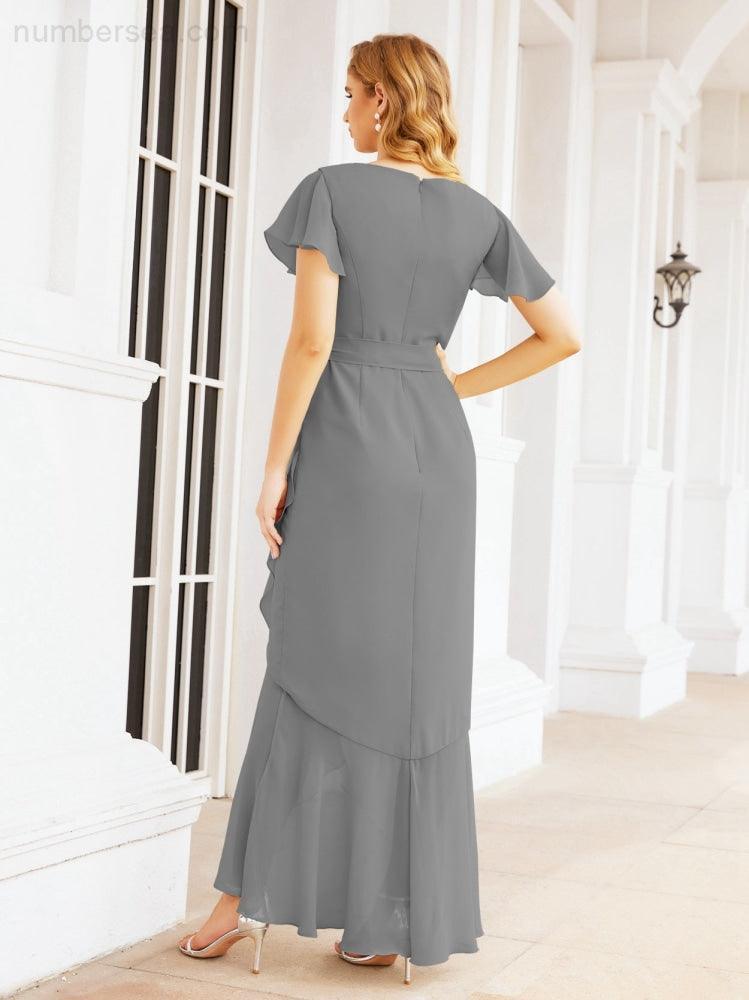 Numbersea Ruffled Bridesmaid Dresses Mermaid Formal Violin Evening Party Prom Gowns 28042-numbersea