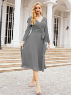 Bridesmaid Dress V-Back Waist Belt Mother of the Bride Wedding Guest 28031-numbersea