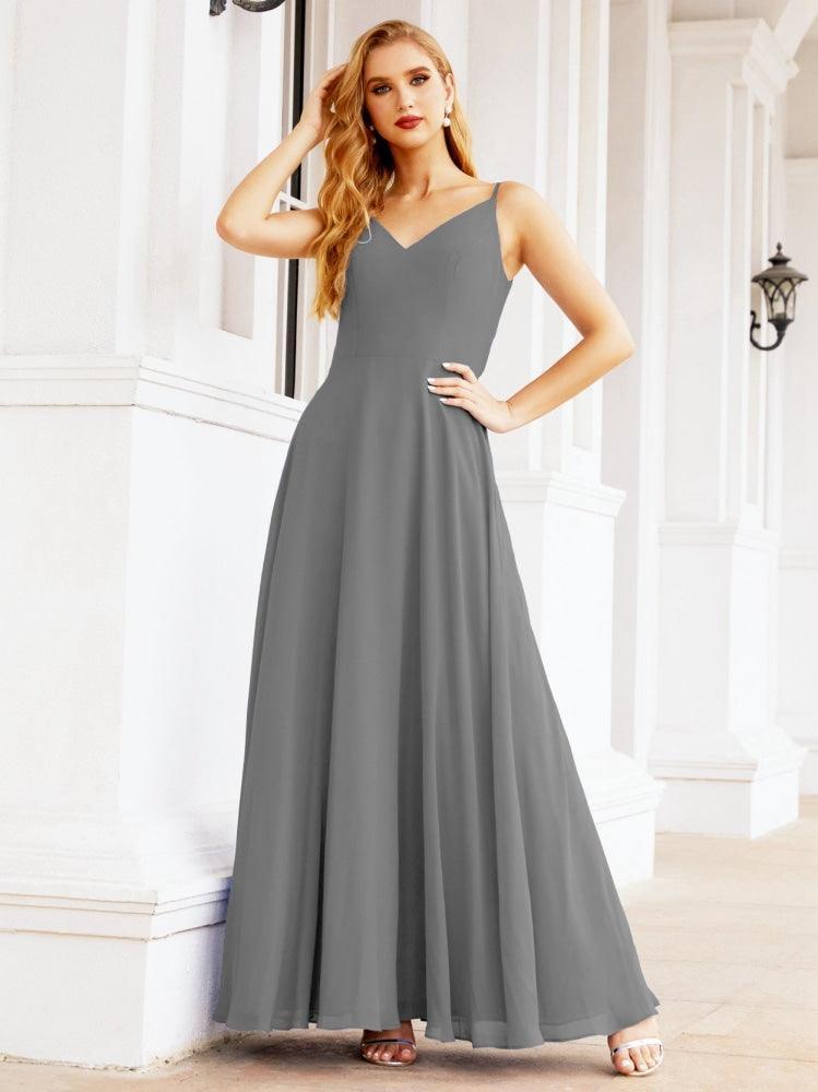 Numbersea Spaghetti Strap Bridesmaid Dresses V Neck Butterfly Back Fromal Evening Party Prom Gown 28036-numbersea