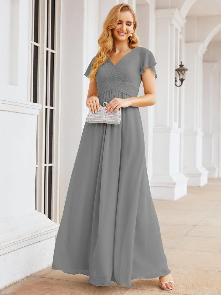 Numbersea Formal Prom Gowns for Mother of The Bride Cap Sleeves Bridesmaid Dress 28047-numbersea