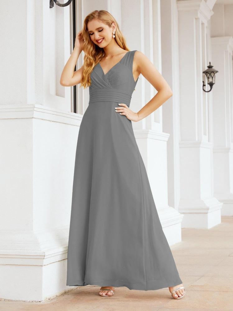 Formal Prom Gown Elegant V-Neck Sleeveless Bridesmaid Dresses for Wedding Party 28037-numbersea