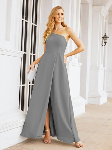 Numbersea Women's One Shoulder Formal Prom Gowns for Mother of The Bride Side Slit Bridesmaid Dresses 28052-numbersea