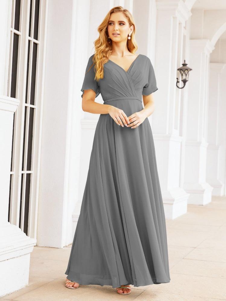Numbersea Formal Prom Gowns for Mother of The Bride Short Sleeves Bridesmaid Dress 28049-numbersea