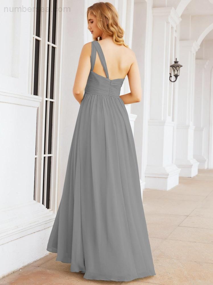 Numbersea One Shoulder Bridesmaid Dresses Long Maxi Formal Evening Party Prom Gowns 28061-numbersea