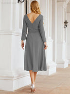 Bridesmaid Dress V-Back Waist Belt Mother of the Bride Wedding Guest 28031-numbersea