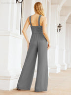 Numbersea Crisscross Neck Jumpsuit Formal Evening Dress Long Bridesmaid Dresses Bell-bottomed Pants 28033-numbersea