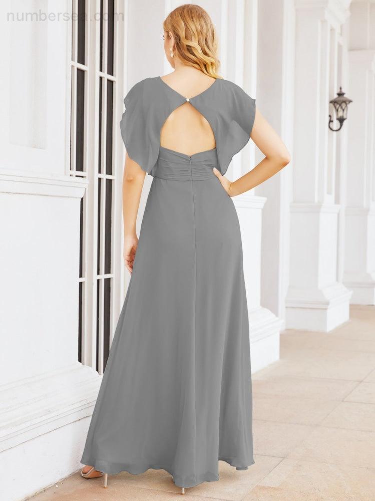 Numbersea Bridesmaid Dresses Cape Formal Prom Dress Open Back Gowns for Mother of The Bride 28058-numbersea