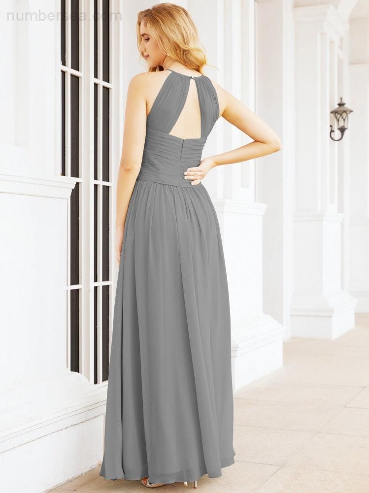 Numbersea Sleeveless Bridesmaid Dresses Long Prom Gown Zipper with Keyhole Back 28056-numbersea